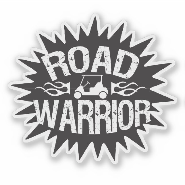 Funny Road Warrior Golf Cart Biker Style Aufkleber (Vorderseite)