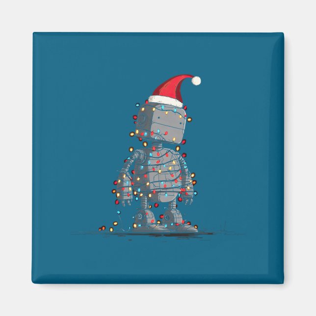 Funny Robot Christmas Graphics Lights Lover Long S Magnet (Vorne)