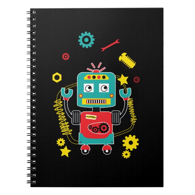 Funny Robot Juggling Tools Roboter Notizblock (Vorderseite)