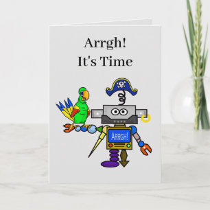 Funny Robot Pirate Romantic Card Feiertagskarte
