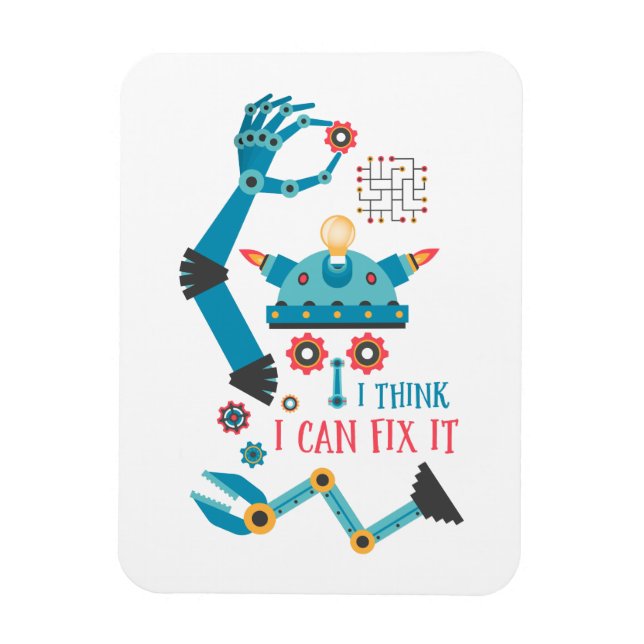 Funny Robot Repair Man Magnet (Vertikal)