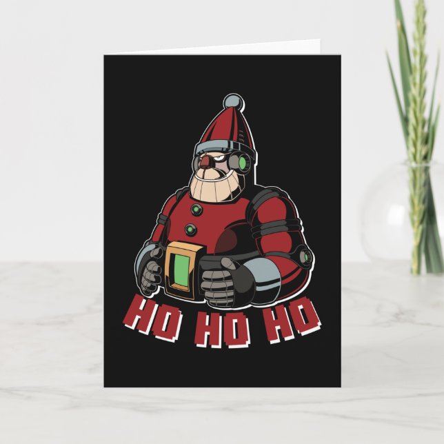 Funny Robot Santa Claus Xmas Holiday Presents Karte (Vorderseite)