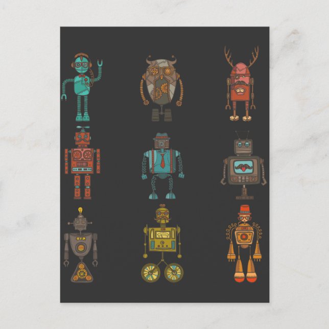 Funny Robot Technology Computer Science Children Postkarte (Vorderseite)