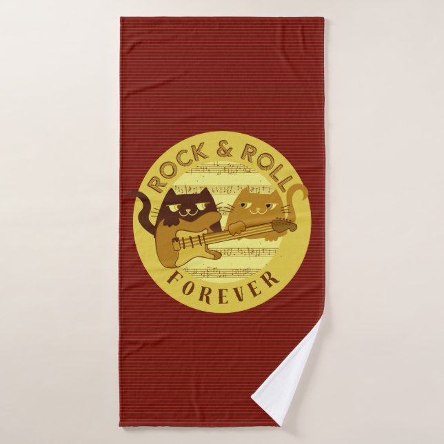 Funny Rock and Roll Music Chats et Guitare électri (Serviette de bain)