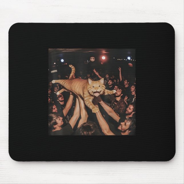 Funny Rock Show Cat Meme Niedlich Tabby Kitten Cro Mousepad (Vorne)