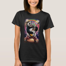 Funny Rocker Panda playing Rock on a Black