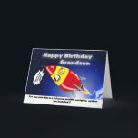 Funny Rocket Birthday Grandson Karte<br><div class="desc">Now here is a great way to send a personel message with this Funny Space ship Happy Birthday Grandson card, </div>