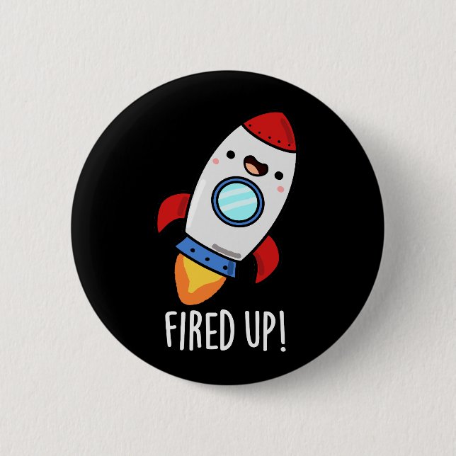 Funny Rocket Puff Dark BG Button (Vorderseite)