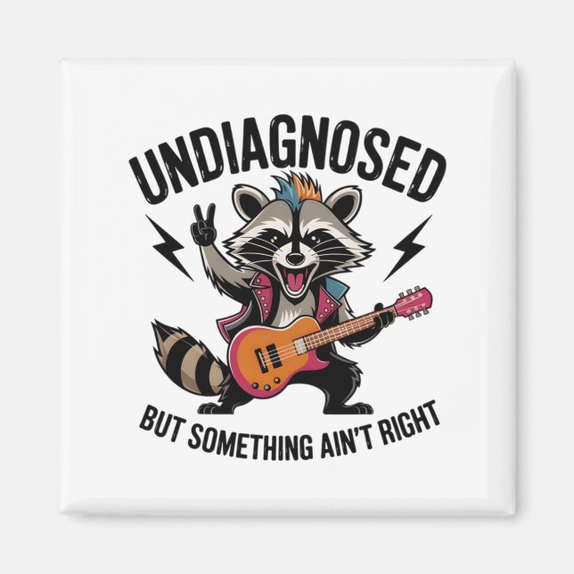 Funny Rocking Racoon  Magnet (Vorne)
