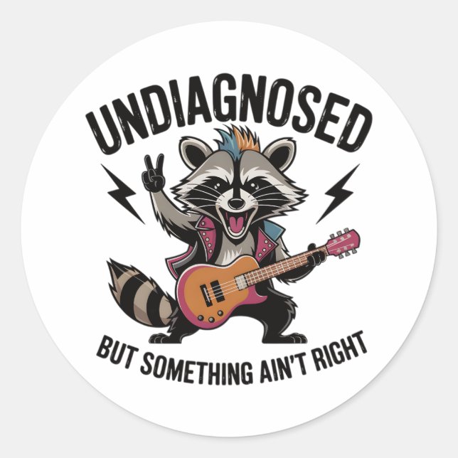 Funny Rocking Racoon Runder Aufkleber (Vorderseite)