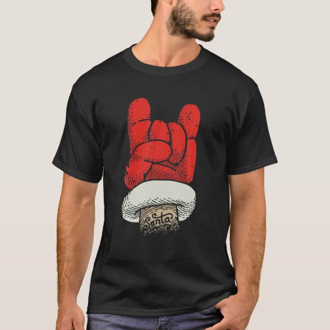 Funny Rock'n'Roll Christmas - Santa Rocks Music Ba T-Shirt (Vorderseite)