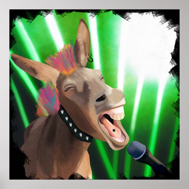 Funny Rockstar Donkey Poster (Vorne)