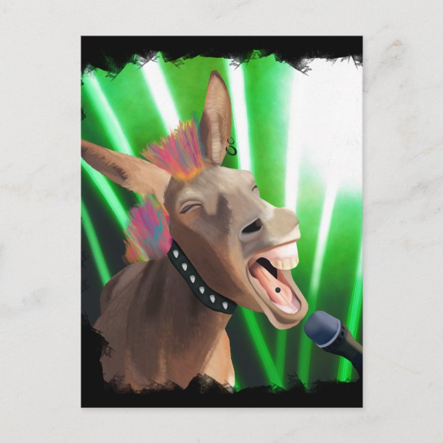Funny Rockstar Donkey Postkarte (Vorderseite)