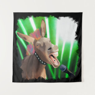 Funny Rockstar Donkey Wandteppich