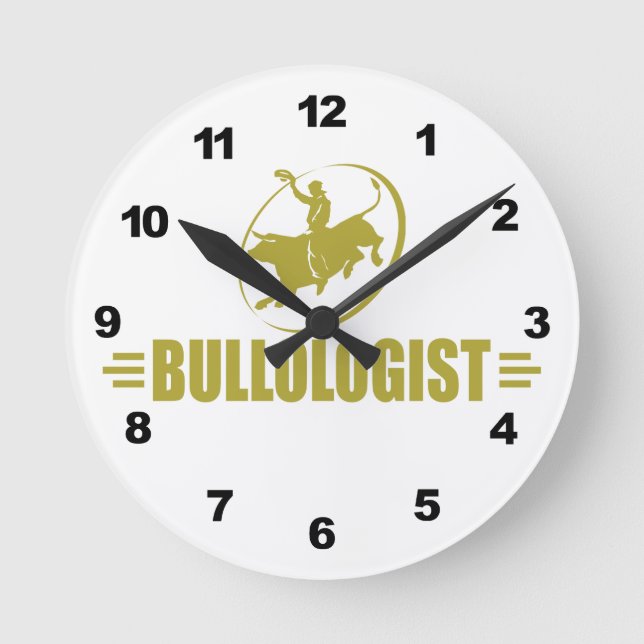 Funny Rodeo Bull Rider Runde Wanduhr (Vorderseite)