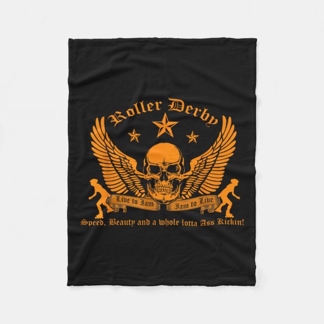 Funny Roller Derby Lover Quotes Gift, Live To Jam  Fleecedecke (Vorderseite)