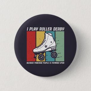Funny Roller Derby Punching Menschen ist erstarrt Button