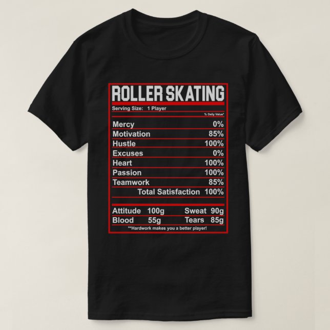 Funny Roller Skaten Nutrition Fakten Skater T-Shirt (Design vorne)