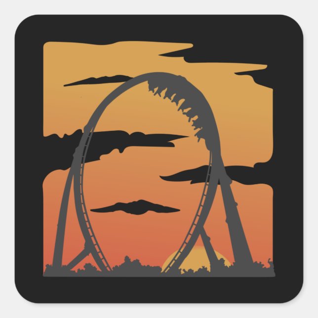 Funny Rollercoaster Vergnügungspark Geschenk Quadratischer Aufkleber (Vorderseite)