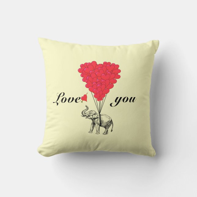 Funny romantic Elefanten Valentines Kissen (Vorderseite)