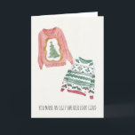 Funny Romantic Ferien Grußkarte Feiertagskarte<br><div class="desc">Senden Sie Ihrem Liebsten dieses Jahr eine lustige,  aber romantische Weihnachtskarte mit der "You make a hässlich sweater look good"-Urlaubskarte mit zwei handgezeichneten hässlichen Pullover. Passen Sie Ihren Text an.</div>