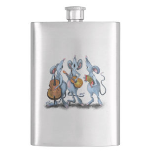 Funny Romantic Mouse Band - Cartoon Tier Zeichnend Flachmann