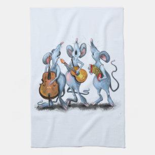 Funny Romantic Mouse Band - Cartoon Tier Zeichnend Geschirrtuch