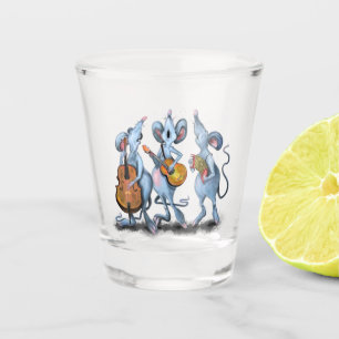 Funny Romantic Mouse Band - Cartoon Tier Zeichnend Schnapsglas