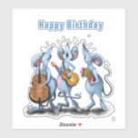 Funny Romantic Mouse Band - Happy Birthday Aufkleber<br><div class="desc">Funny Romantic Mouse Band - Cartoon Animal Zeichnend Mouses Liebe Musik - Wählen / Fügen Sie Ihre einzigartige Text / Farbe - Make Your Cecift - Neu vergrössern und verschieben oder entfernen und hinzufügen / Text mit Anpassungs-Tool ! - Zeichn und Design von MIGNED. Sie können meine Designs auch auf...</div>