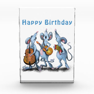 Funny Romantic Mouse Band - Happy Birthday Fotoblock