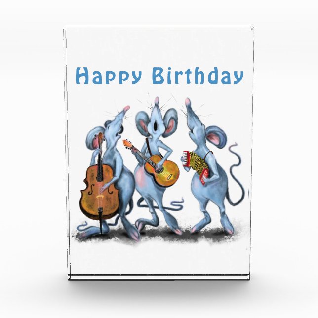 Funny Romantic Mouse Band - Happy Birthday Fotoblock (Vorderseite)