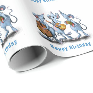 Funny Romantic Mouse Band - Happy Birthday Geschenkpapier