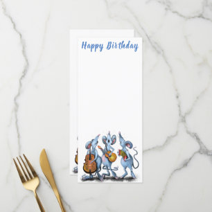 Funny Romantic Mouse Band - Happy Birthday Menükarte