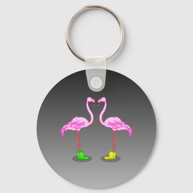Funny Romantic rosa Flamingos Tragestiefel Schlüsselanhänger (Vorderseite)