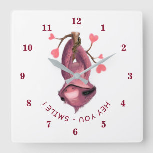 Funny Romantic Sloan Wall Clock - Lächeln Sie Ihre Quadratische Wanduhr