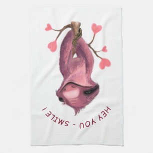 Funny Romantic Sloth Smile Kittuch Geschirrtuch