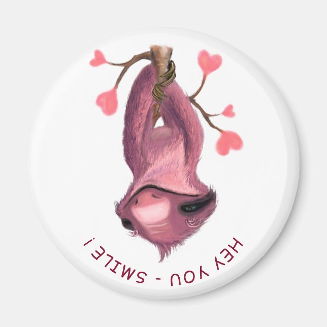 Funny Romantic Sloth Smile Magnet (Vorne)