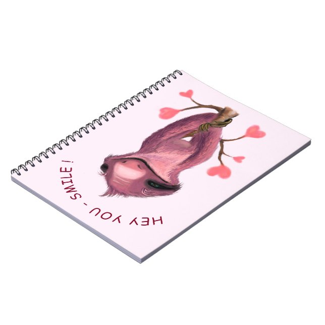 Funny Romantic Sloth Smile Notebook Notizblock (Linke Seite)