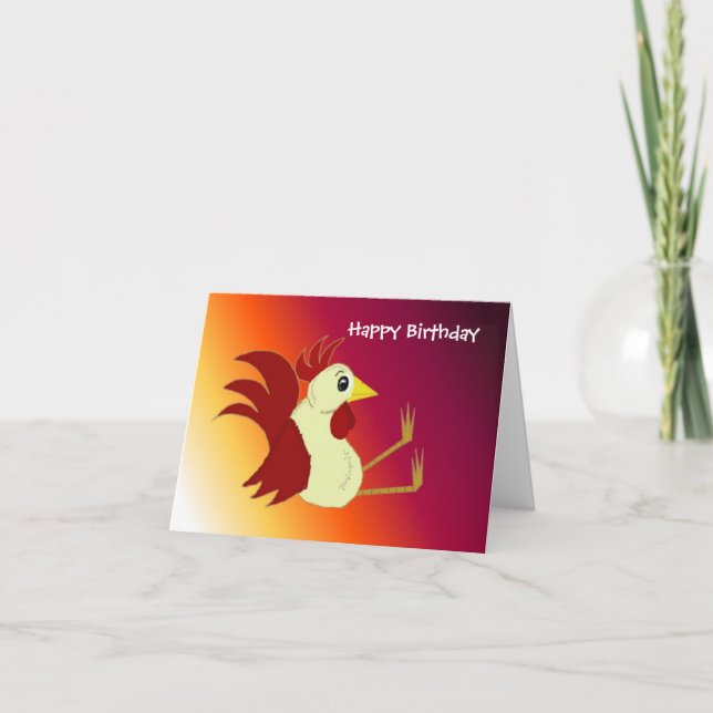 Funny Rooster Birthday Karte (Vorderseite)
