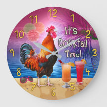 Funny Rooster Chicken Cocktail Time Tropischer Str
