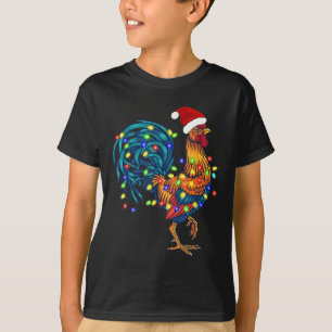 Funny Rooster Chicken Weihnachtsbeleuchtung Pajama T-Shirt