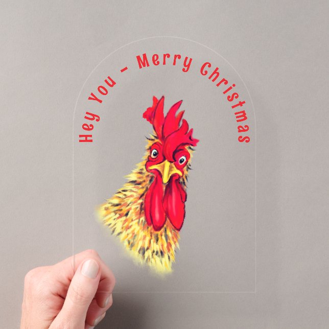 Funny Rooster Christmas Card - Benutzerdefinierter Acryleinladungen (Insitu (Handheld))