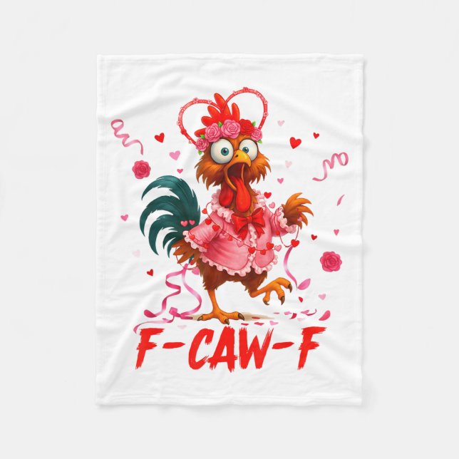 Funny Rooster F-caw-f Valentines Day Chicken Fcawf Fleecedecke (Vorderseite)