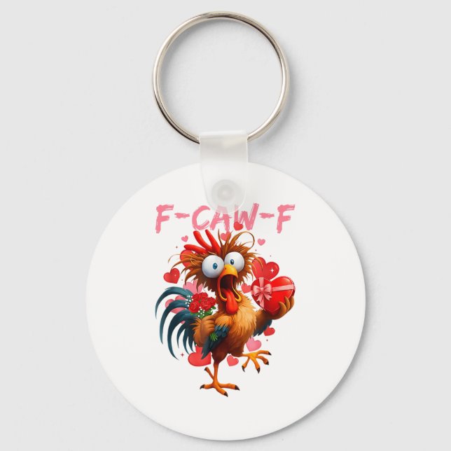 Funny Rooster F-caw-f Valentines Day Chicken Fcawf Schlüsselanhänger (Vorderseite)