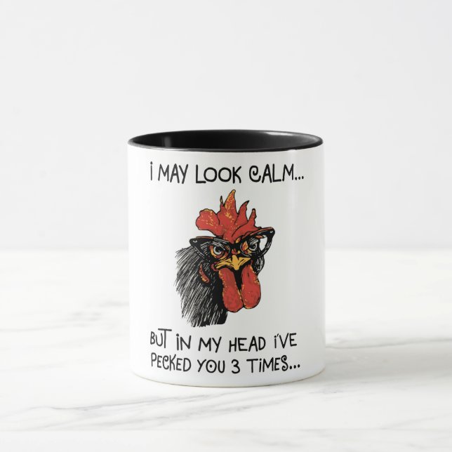 Funny Rooster/ Ich habe dich dreimal gefickt Tasse (Zentrum)