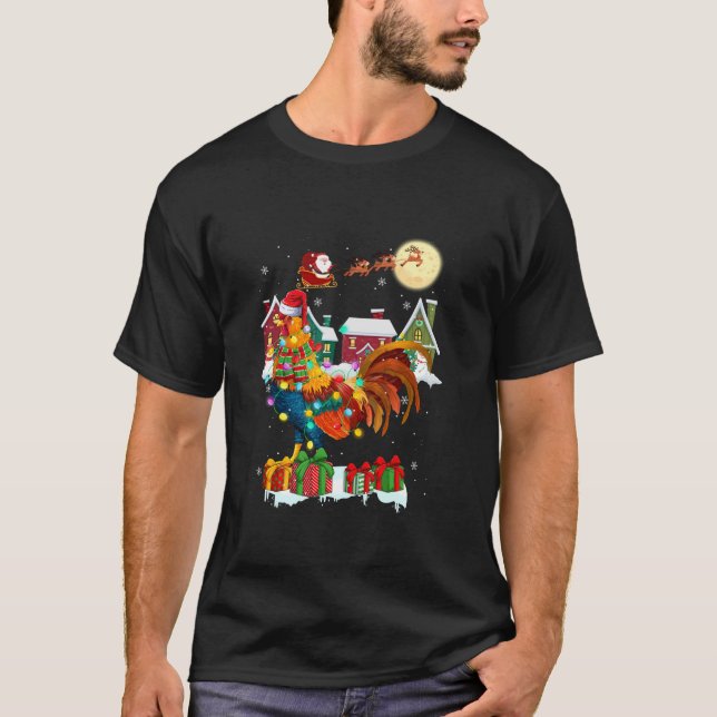 Funny Rooster Weihnachten Ugly Sweater Rooster Xma T-Shirt (Vorderseite)