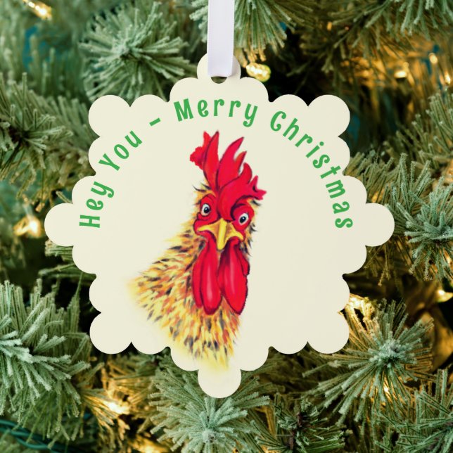 Funny Rooster Weihnachts-Ornament Karten Custom Te (Insitu (Baum))