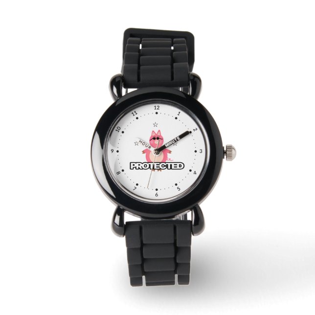 Funny rosa Schwein Armbanduhr (Vorderseite)