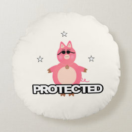 Funny rosa Schwein Rundes Kissen