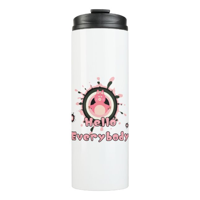 Funny rosa Schwein Thermosbecher (Vorderseite)